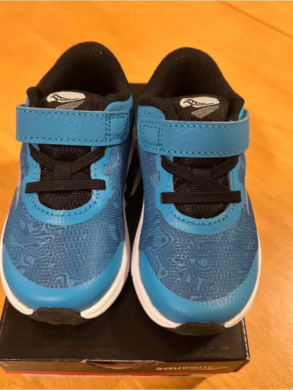 Saucony Blue and Black Kids Sneakers with Hook-and-Loop Strap